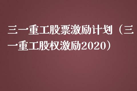 三一重工股票激励计划（三一重工股权激励2020）_https://www.fsyjjx.cn_股指期货_第1张