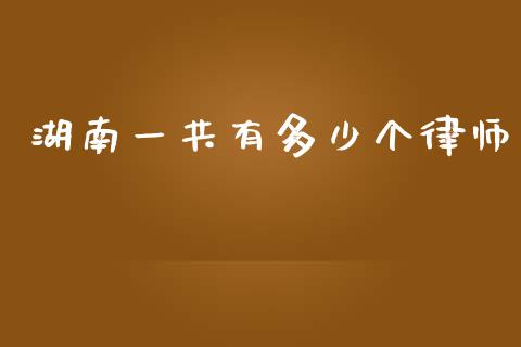 湖南一共有多少个律师_https://www.fsyjjx.cn_股指期货_第1张