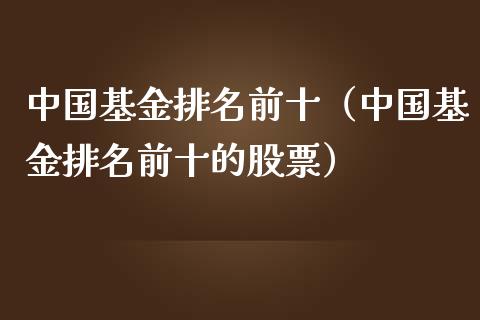 中国基金排名前十（中国基金排名前十的股票）_https://www.fsyjjx.cn_问财精选_第1张