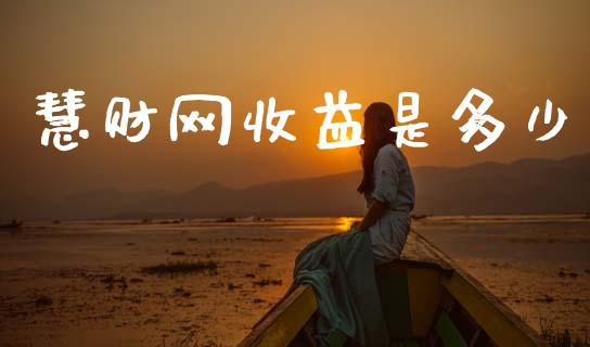慧财网收益是多少_https://www.fsyjjx.cn_问财精选_第1张