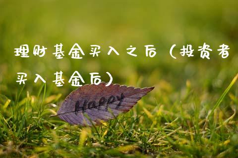 理财基金买入之后（投资者买入基金后）_https://www.fsyjjx.cn_问财精选_第1张