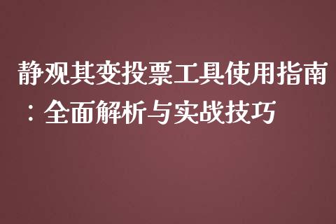 静观其变投票工具使用指南：全面解析与实战技巧_https://www.fsyjjx.cn_问财精选_第1张