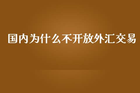 国内为什么不开放外汇交易_https://www.fsyjjx.cn_期货研报_第1张