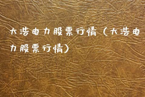 大浩电力股票行情（大浩电力股票行情）_https://www.fsyjjx.cn_股市分析_第1张