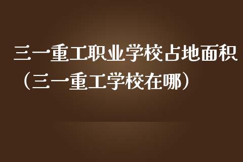 三一重工职业学校占地面积（三一重工学校在哪）_https://www.fsyjjx.cn_股票指导_第1张