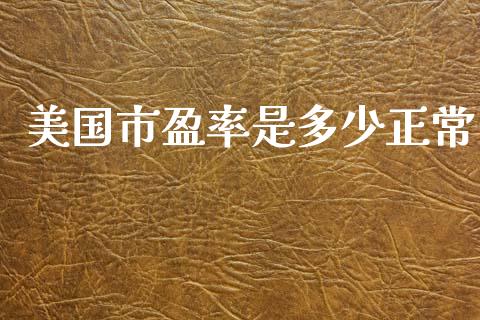 美国市盈率是多少正常_https://www.fsyjjx.cn_期货研报_第1张