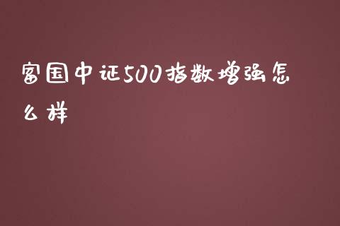 富国中证500指数增强怎么样_https://www.fsyjjx.cn_期货研报_第1张