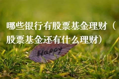 哪些银行有股票基金理财（股票基金还有什么理财）_https://www.fsyjjx.cn_问财精选_第1张