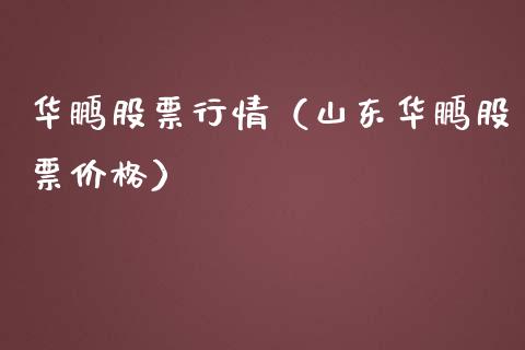 华鹏股票行情（山东华鹏股票价格）_https://www.fsyjjx.cn_股票指导_第1张