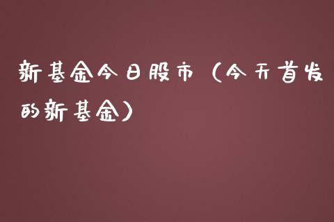新基金今日股市（今天首发的新基金）_https://www.fsyjjx.cn_理财资讯_第1张