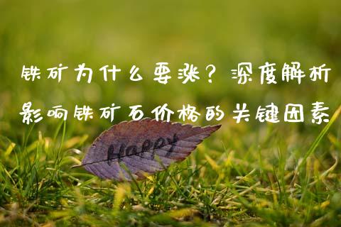 铁矿为什么要涨？深度解析影响铁矿石价格的关键因素_https://www.fsyjjx.cn_问财精选_第1张