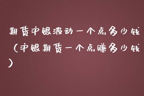 期货沪银波动一个点多少钱（沪银期货一个点赚多少钱）_https://www.fsyjjx.cn_股市分析_第1张