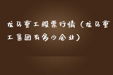 龙马重工股票行情（龙马重工集团有多少企业）_https://www.fsyjjx.cn_股指期货_第1张