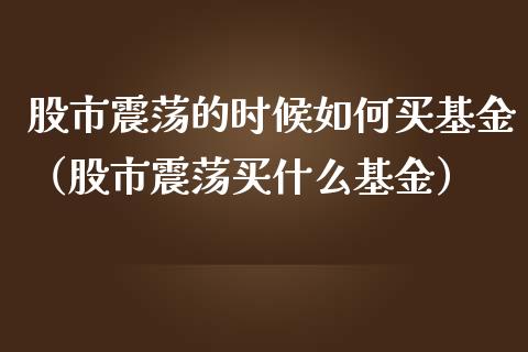 股市震荡的时候如何买基金（股市震荡买什么基金）_https://www.fsyjjx.cn_理财资讯_第1张