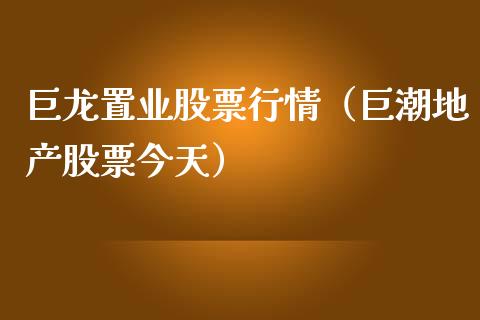巨龙置业股票行情（巨潮地产股票今天）_https://www.fsyjjx.cn_股票指导_第1张