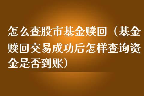 怎么查股市基金赎回（基金赎回交易成功后怎样查询资金是否到账）_https://www.fsyjjx.cn_理财资讯_第1张
