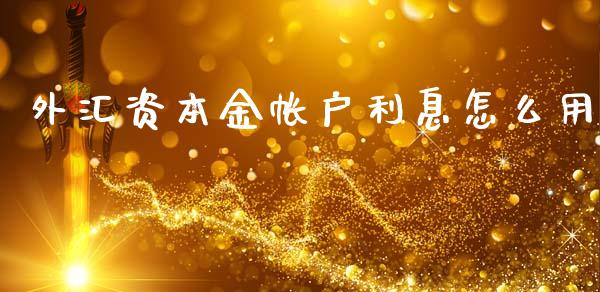 外汇资本金帐户利息怎么用_https://www.fsyjjx.cn_期货研报_第1张