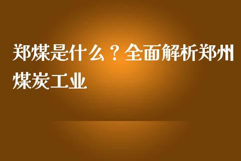 郑煤是什么？全面解析郑州煤炭工业_https://www.fsyjjx.cn_期货在线_第1张