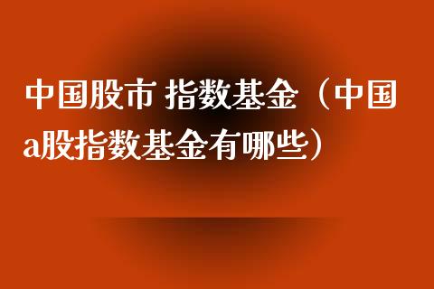 中国股市 指数基金（中国a股指数基金有哪些）_https://www.fsyjjx.cn_问财精选_第1张
