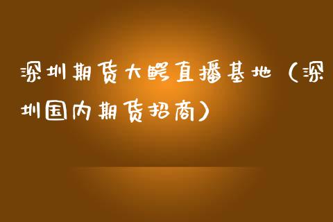 深圳期货大鳄直播基地（深圳国内期货招商）_https://www.fsyjjx.cn_期货在线_第1张