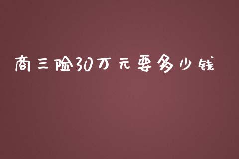 商三险30万元要多少钱_https://www.fsyjjx.cn_期货在线_第1张