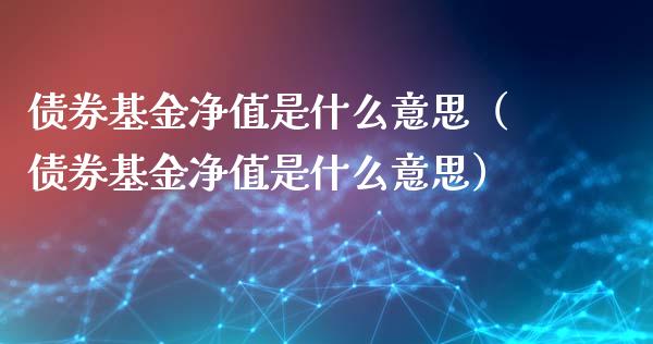 债券基金净值是什么意思（债券基金净值是什么意思）_https://www.fsyjjx.cn_理财资讯_第1张
