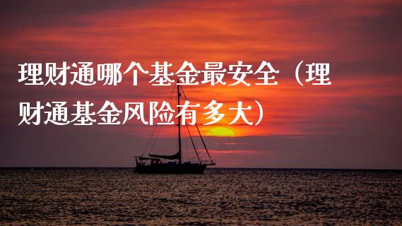 理财通哪个基金最安全（理财通基金风险有多大）_https://www.fsyjjx.cn_理财资讯_第1张
