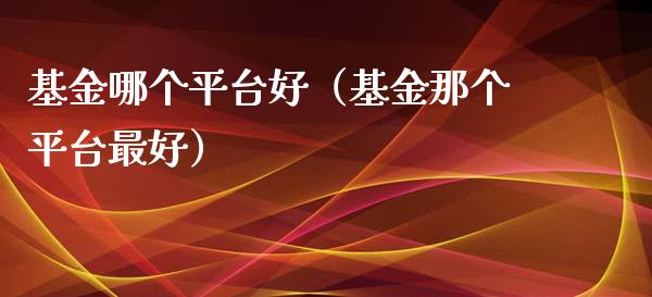 基金哪个平台好（基金那个平台最好）_https://www.fsyjjx.cn_理财资讯_第1张