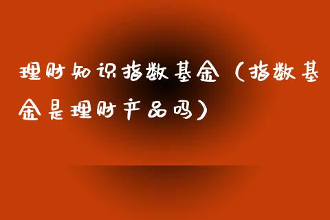 理财知识指数基金（指数基金是理财产品吗）_https://www.fsyjjx.cn_问财精选_第1张