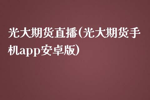 光大期货直播(光大期货手机app安卓版)_https://www.fsyjjx.cn_期货资讯_第1张