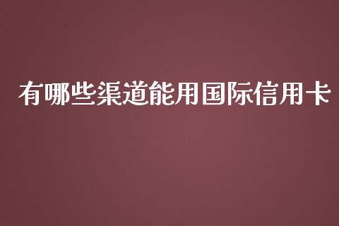 有哪些渠道能用国际信用卡_https://www.fsyjjx.cn_期货资讯_第1张