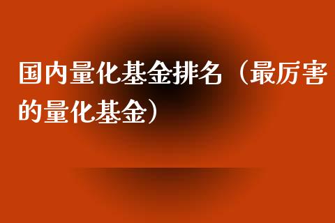 国内量化基金排名（最厉害的量化基金）_https://www.fsyjjx.cn_理财资讯_第1张