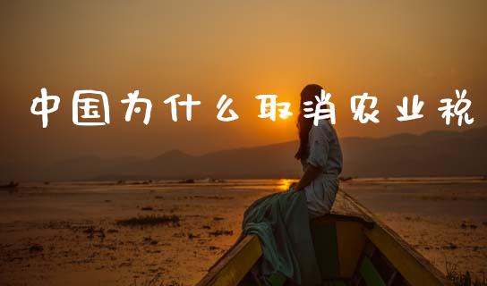 中国为什么取消农业税_https://www.fsyjjx.cn_期货研报_第1张