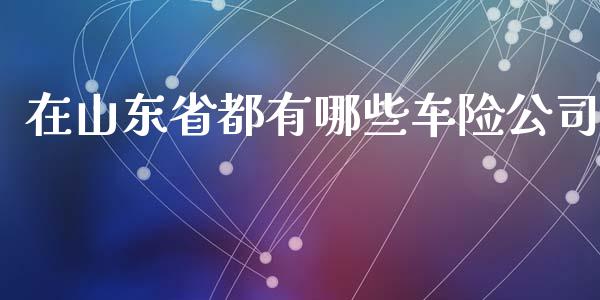 在山东省都有哪些车险公司_https://www.fsyjjx.cn_股票指导_第1张