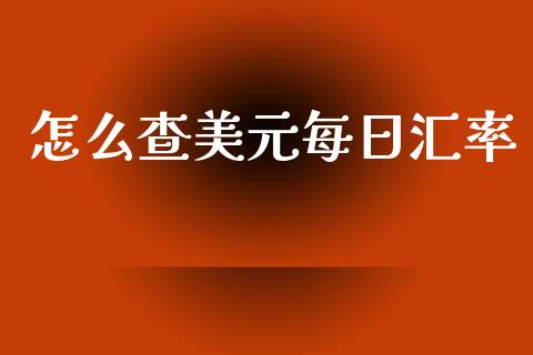 怎么查美元每日汇率_https://www.fsyjjx.cn_股票指导_第1张