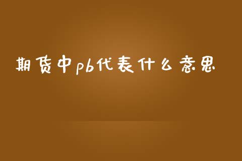 期货中pb代表什么意思_https://www.fsyjjx.cn_期货研报_第1张