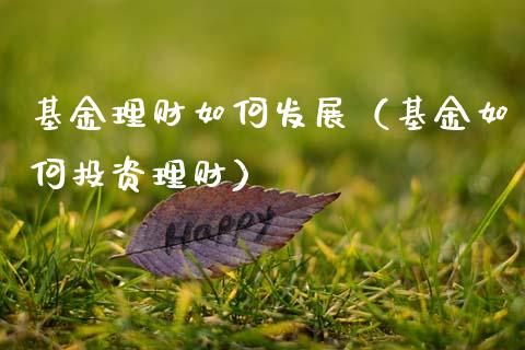基金理财如何发展（基金如何投资理财）_https://www.fsyjjx.cn_理财资讯_第1张