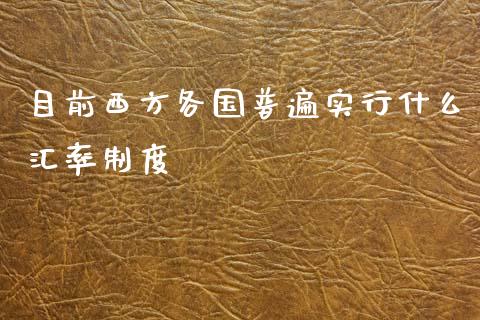 目前西方各国普遍实行什么汇率制度_https://www.fsyjjx.cn_期货研报_第1张