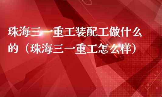 珠海三一重工装配工做什么的（珠海三一重工怎么样）_https://www.fsyjjx.cn_股市分析_第1张