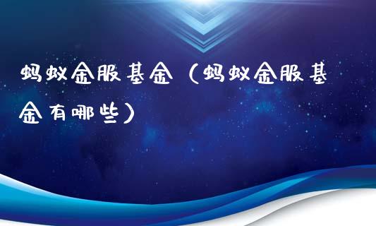 蚂蚁金服基金（蚂蚁金服基金有哪些）_https://www.fsyjjx.cn_问财精选_第1张