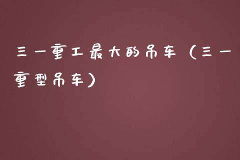 三一重工最大的吊车（三一重型吊车）_https://www.fsyjjx.cn_股市分析_第1张