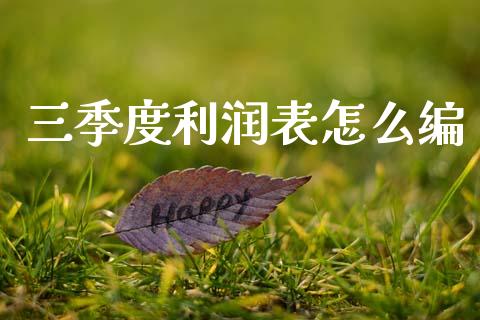 三季度利润表怎么编_https://www.fsyjjx.cn_问财精选_第1张