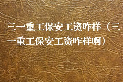 三一重工保安工资咋样（三一重工保安工资咋样啊）_https://www.fsyjjx.cn_股票指导_第1张