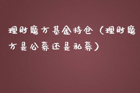 理财魔方基金持仓（理财魔方是公募还是私募）_https://www.fsyjjx.cn_问财精选_第1张
