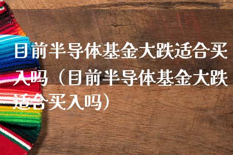 目前半导体基金大跌适合买入吗（目前半导体基金大跌适合买入吗）_https://www.fsyjjx.cn_理财资讯_第1张