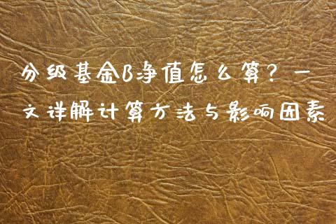 分级基金B净值怎么算？一文详解计算方法与影响因素_https://www.fsyjjx.cn_股指期货_第1张