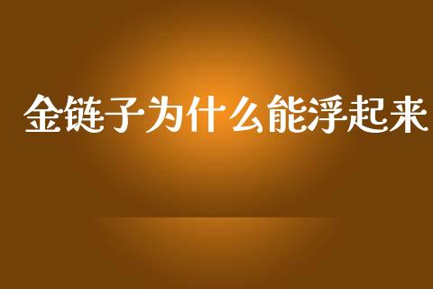 金链子为什么能浮起来_https://www.fsyjjx.cn_期货在线_第1张