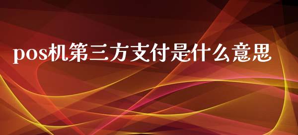 pos机第三方支付是什么意思_https://www.fsyjjx.cn_期货资讯_第1张