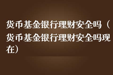 货币基金银行理财安全吗（货币基金银行理财安全吗现在）_https://www.fsyjjx.cn_理财资讯_第1张