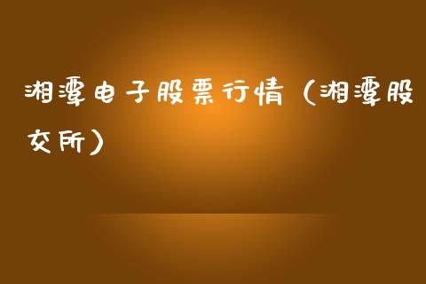 湘潭电子股票行情（湘潭股交所）_https://www.fsyjjx.cn_股市分析_第1张